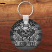 American Biker ADD NAME Skull V-Twin Motorcycli Sleutelhanger (Voorkant)