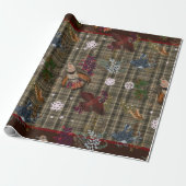 American Bird Woodland kerstwrapping Paper Cadeaupapier (Uitgerold)