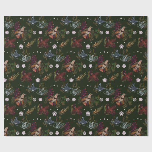 American Bird Woodland kerstwrapping Paper Cadeaupapier (Vlak)