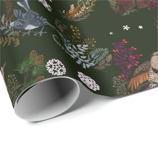 American Bird Woodland kerstwrapping Paper Cadeaupapier (Rol Hoek)