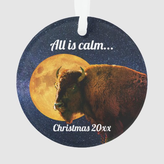 American Bison All is Calm Christmas Ornament (achterkant)