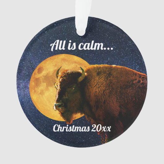 American Bison All is Calm Christmas Ornament (voorkant)