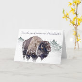 American Bison Art Christmas Card Kaart (Gele Bloem)