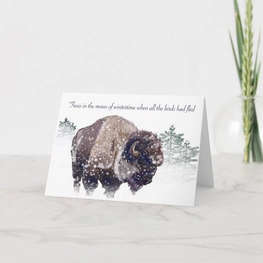 American Bison Art Christmas Card Kaart (Voorkant)