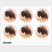 American Bison (Bison Bison) Herd In Teton 2 Ronde Sticker (Vel)