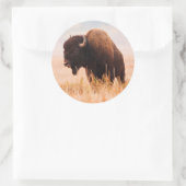 American Bison (Bison Bison) Herd In Teton 2 Ronde Sticker (Tas)