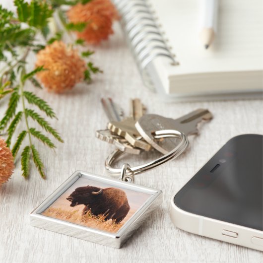 American Bison (Bison Bison) Herd In Teton 2 Sleutelhanger (Zijkant)