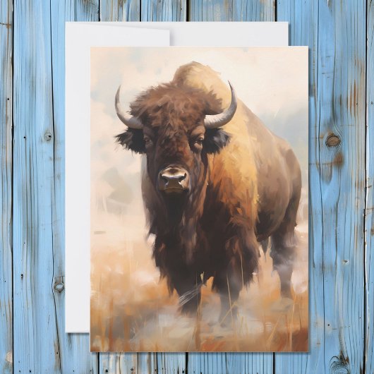 American Bison Buffalo Portret Feestdagenkaart
