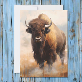 American Bison Buffalo Portret Feestdagenkaart
