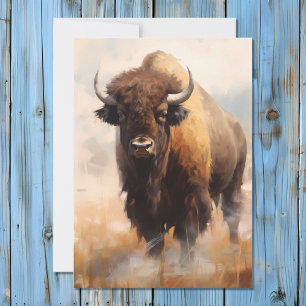 American Bison Buffalo Portret Feestdagenkaart
