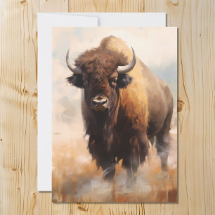 American Bison Buffalo Portret Feestdagenkaart