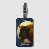 American Bison en Full Moon Bagagelabel (Voorkant (verticaal))
