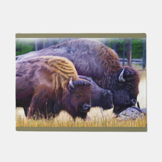 American Bison Family Deurmat