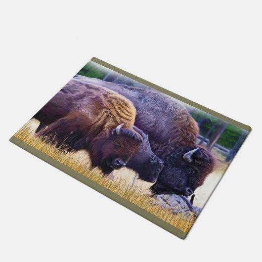 American Bison Family Deurmat (Schuin)
