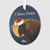 American Bison, Full Moon en Santa Hat Ormenas Ornament (voorkant)