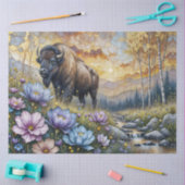 American Bison in floral mountain valley Tissuepapier (Craft)