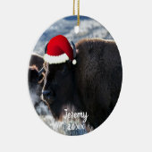 American Bison in Santa Hat  Keramisch Ornament (Rechts)