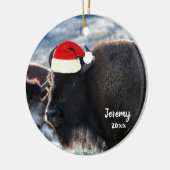 American Bison in Santa Hat Keramisch Ornament (Links)