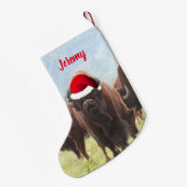 American Bison in Santa    HatSmall Kerstmis Stoc Kleine Kerstsok (Achterkant (Hangend))