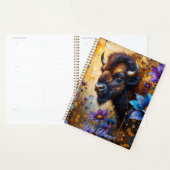 American Bison in textured Flower *Personalize* Planner (Display)