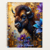 American Bison in textured Flower *Personalize* Planner (Voorkant)