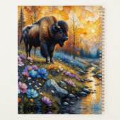 American Bison in textured Flower *Personalize* Planner (Achterkant)