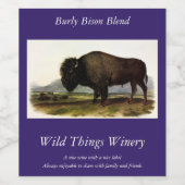 American Bison of Buffalo (Bison bison) - Audubon Wijn Etiket (Enkel label)