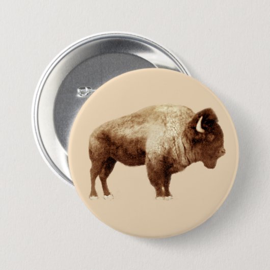 American Bison Ronde Button 7,6 Cm (Voorkant /achterkant)