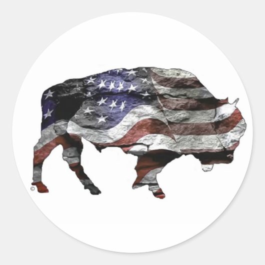 American Bison Ronde Sticker (Voorkant)