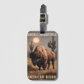 American Bison Sunset Bagagelabel (Voorkant (verticaal))