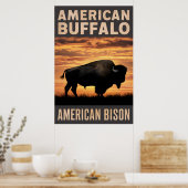 American Bison Sunset Silhouet Poster (Keuken)
