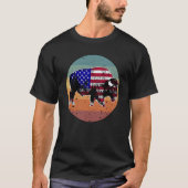 American Bison US National Park Flag Silhouette Re T-shirt (Voorkant)