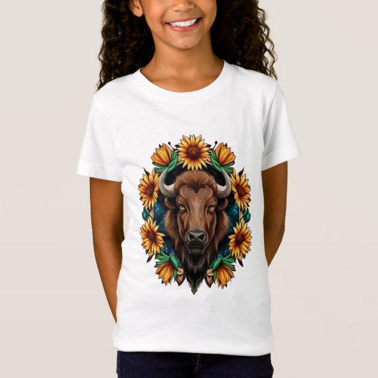 American Bison With Sunflower Wreath Kansas State  T-shirt (Voorkant)
