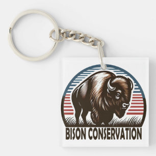American Bizon Conservation Wereld Natuur Dag Sleutelhanger
