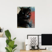 American Black Cat, Folk Art Poster (Thuiskantoor)