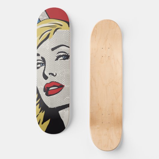 American Blonde Retro Pop Art Persoonlijk Skateboard (Voorkant)