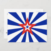 American Blue Starburst Patriottische Partij Uitnodiging Briefkaart (Voorkant / Achterkant)