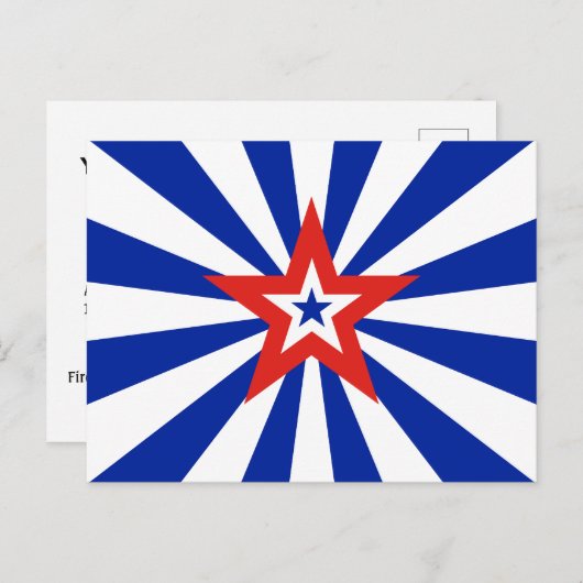 American Blue Starburst Patriottische Partij Uitnodiging Briefkaart (Voorkant / Achterkant)