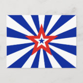 American Blue Starburst Patriottische Partij Uitnodiging Briefkaart (Voorkant)
