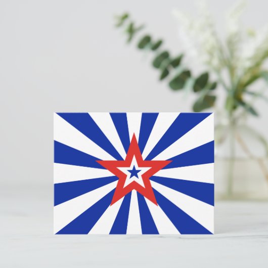 American Blue Starburst Patriottische Partij Uitnodiging Briefkaart (Staand voorkant)