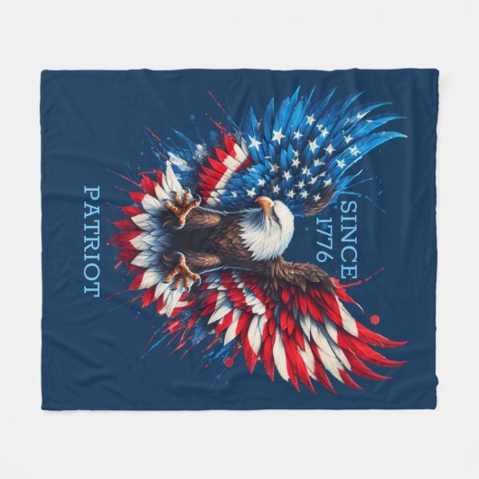 American Bold Eagle Flag Colors Fleece Deken (Voorkant (Horizontaal))