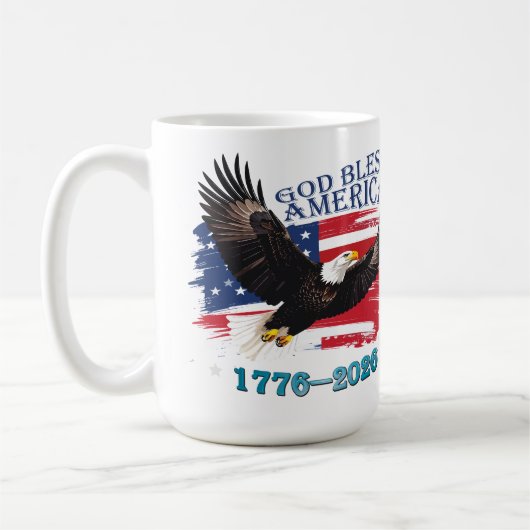 American Bold Eagle God Bless America 250 Years Koffiemok (Links)