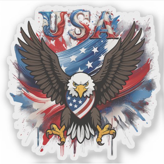 American Bold Eagle Patriotioc USA Sticker (Voorkant)