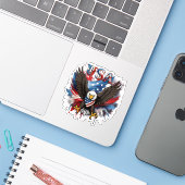American Bold Eagle Patriotioc USA Sticker (Laptop met iPhone)