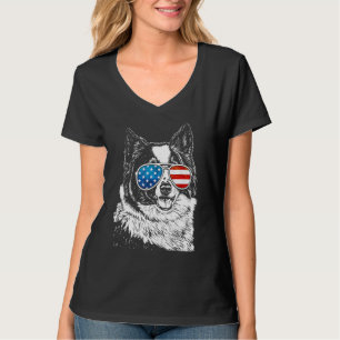 American Border Collie 4 juli Patriottische Hond B T-shirt