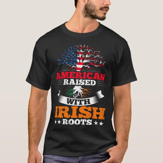 American Born Irish Roots Family Tree Quote Irelan T-shirt (Voorkant)