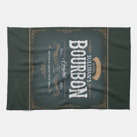 -American Bourbon Personalized Whiskey Bar Theedoek (Horizontaal)