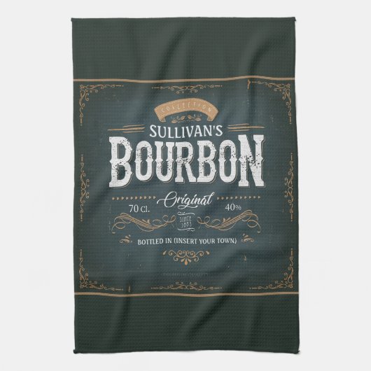 -American Bourbon Personalized Whiskey Bar Theedoek (Verticaal)