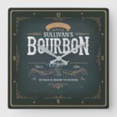 -American Bourbon Personalized Whiskey Bar Vierkante Klok (Voorkant)