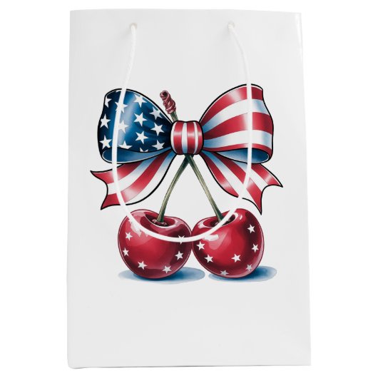American Bow With Cherries  Medium Cadeauzakje (Voorkant)